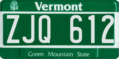 VT license plate ZJQ612