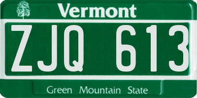 VT license plate ZJQ613