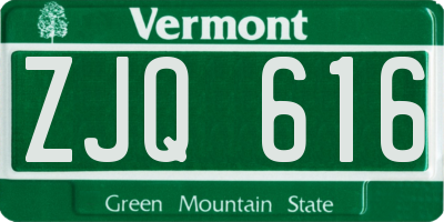 VT license plate ZJQ616