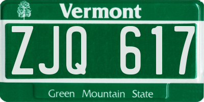 VT license plate ZJQ617