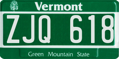 VT license plate ZJQ618