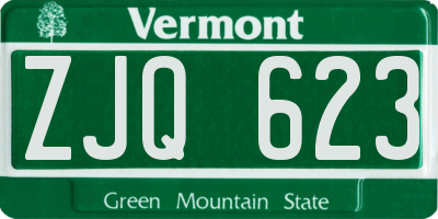 VT license plate ZJQ623