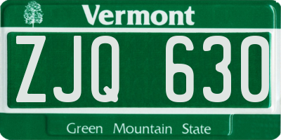 VT license plate ZJQ630
