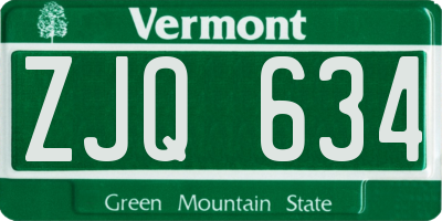 VT license plate ZJQ634