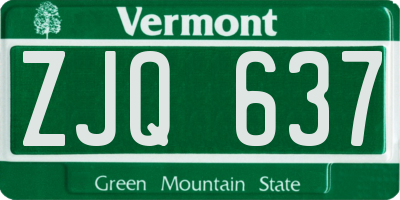 VT license plate ZJQ637