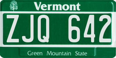 VT license plate ZJQ642
