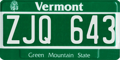 VT license plate ZJQ643