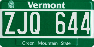 VT license plate ZJQ644