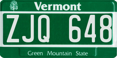VT license plate ZJQ648