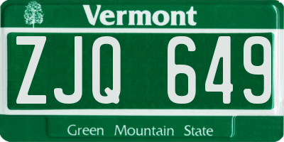 VT license plate ZJQ649