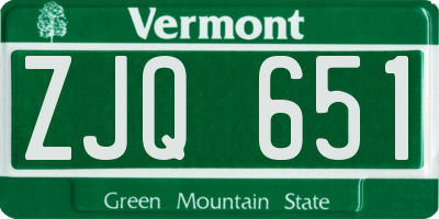 VT license plate ZJQ651