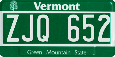 VT license plate ZJQ652