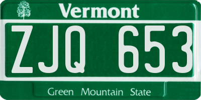 VT license plate ZJQ653