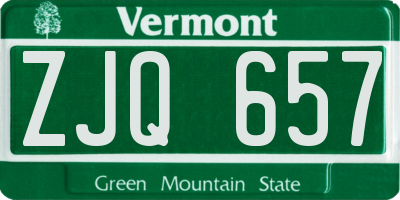 VT license plate ZJQ657
