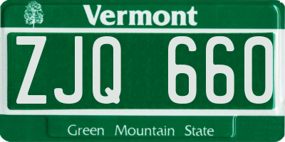 VT license plate ZJQ660