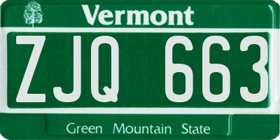 VT license plate ZJQ663