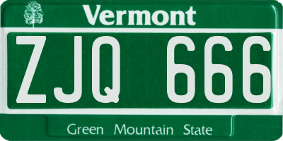 VT license plate ZJQ666