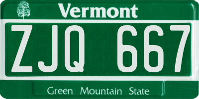 VT license plate ZJQ667