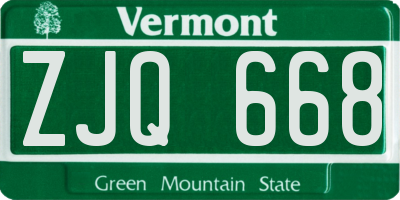 VT license plate ZJQ668