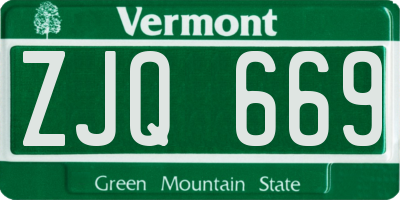 VT license plate ZJQ669