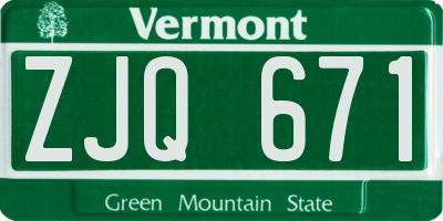 VT license plate ZJQ671
