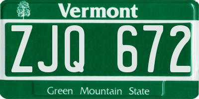 VT license plate ZJQ672