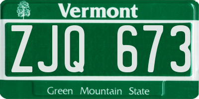 VT license plate ZJQ673