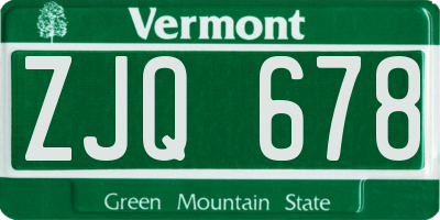 VT license plate ZJQ678