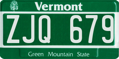 VT license plate ZJQ679