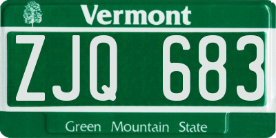 VT license plate ZJQ683