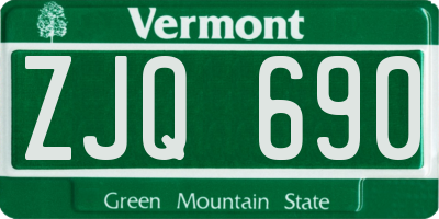 VT license plate ZJQ690