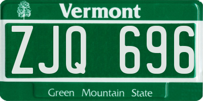 VT license plate ZJQ696