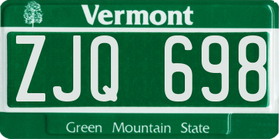 VT license plate ZJQ698