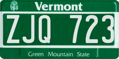 VT license plate ZJQ723
