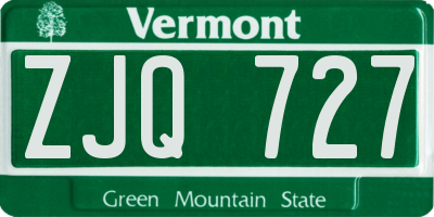 VT license plate ZJQ727