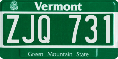 VT license plate ZJQ731