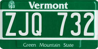 VT license plate ZJQ732