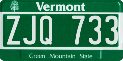 VT license plate ZJQ733