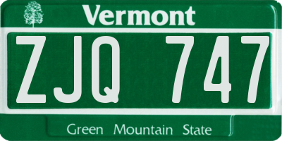 VT license plate ZJQ747