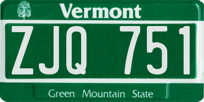 VT license plate ZJQ751