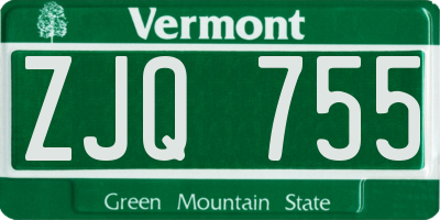VT license plate ZJQ755