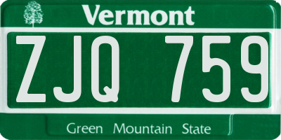 VT license plate ZJQ759