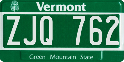 VT license plate ZJQ762