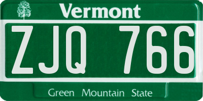 VT license plate ZJQ766