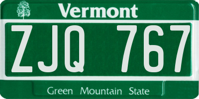 VT license plate ZJQ767