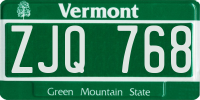 VT license plate ZJQ768