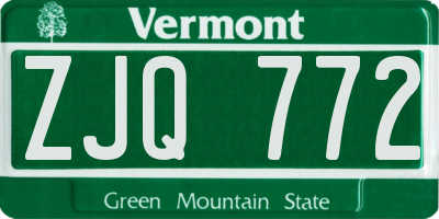 VT license plate ZJQ772