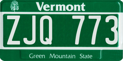 VT license plate ZJQ773