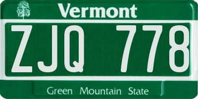 VT license plate ZJQ778