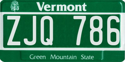 VT license plate ZJQ786
